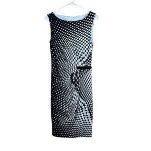 Cache‎ Dress Black White Dress Dots Cinch Waist Half Belt NWT Size 8